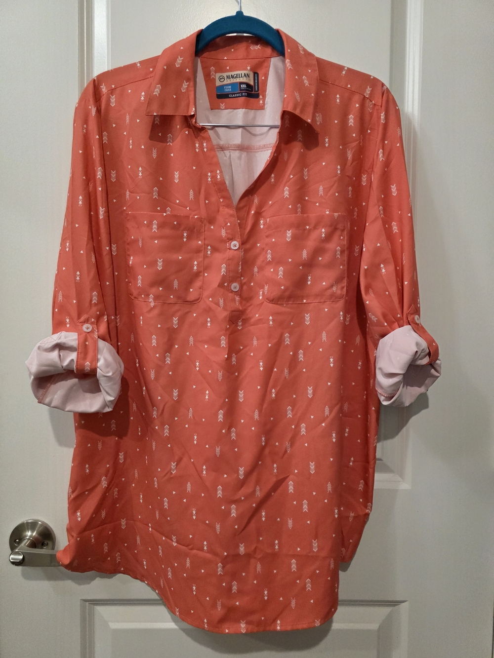 Magellan Outdoors Women's Fish Gear Arkansas Pass Henley Shirt XXL NWT UPF 30 Co